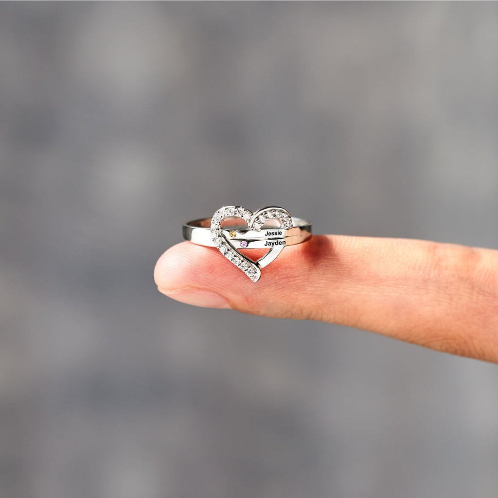 Herzring Damen mit personalisierbaren Namen, glänzend und elegant - 2 - Marlena-atelier