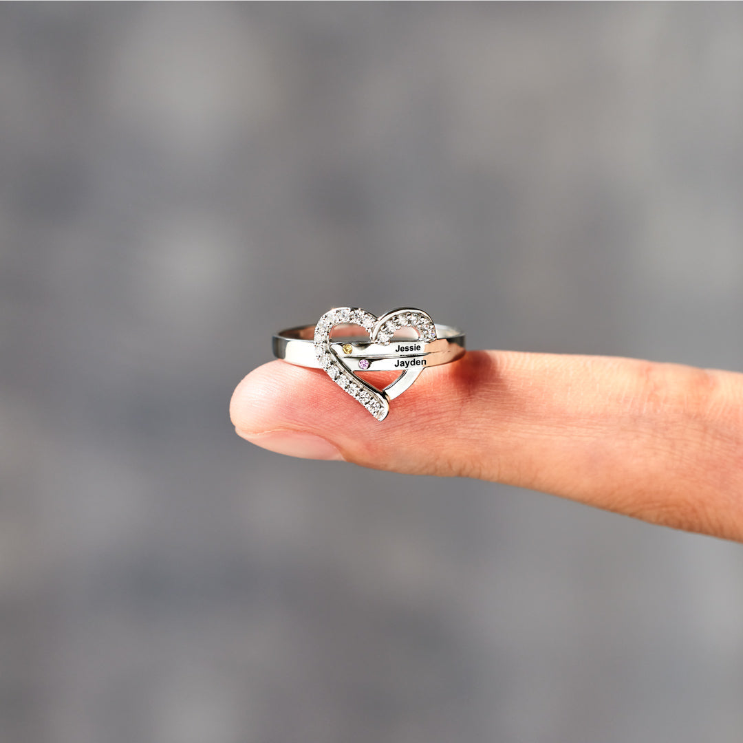 Herzring Damen mit personalisierbaren Namen, glänzend und elegant - 2 - Marlena-atelier