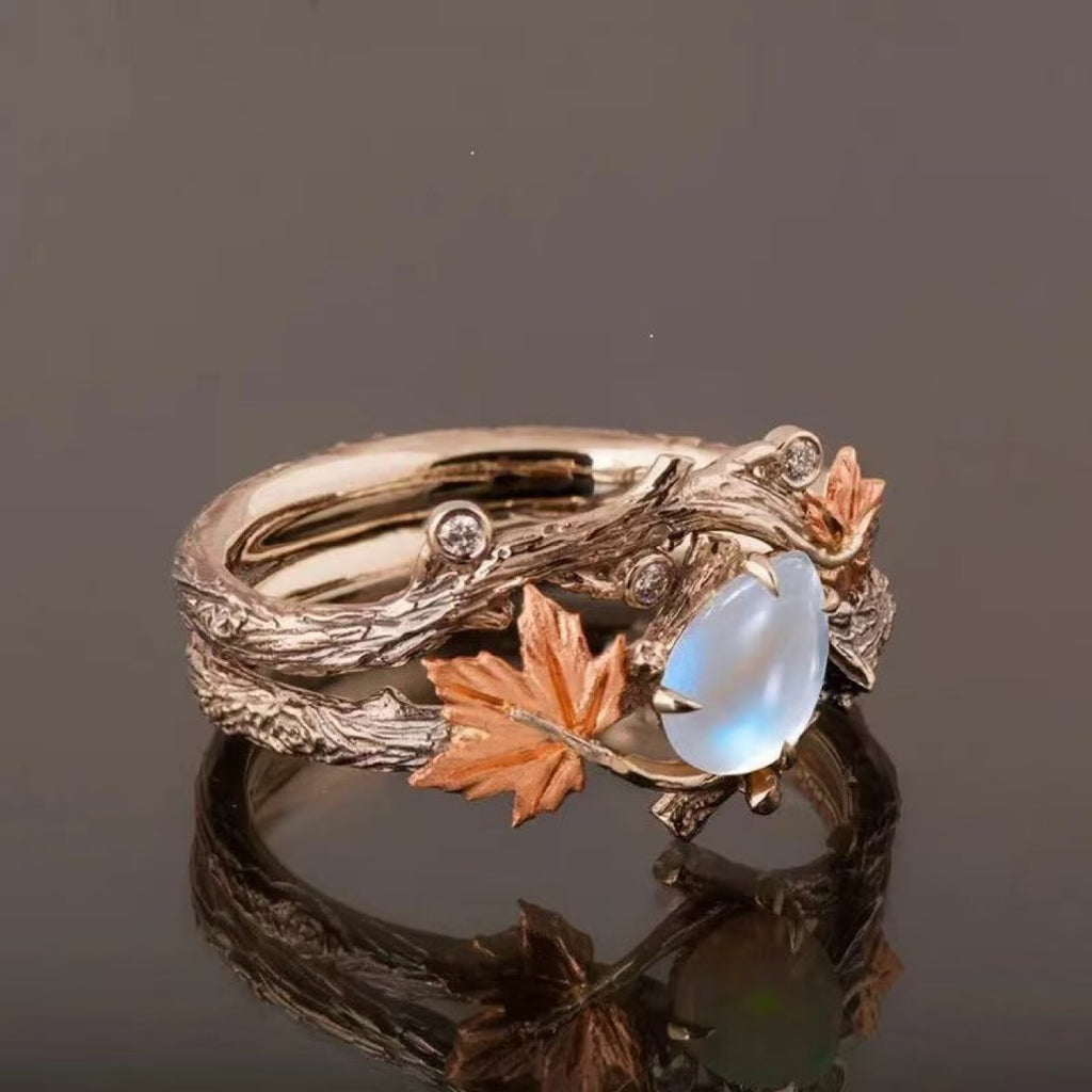 Ahorn-Ella – Blattring in Antiksilber – Marlena Atelier