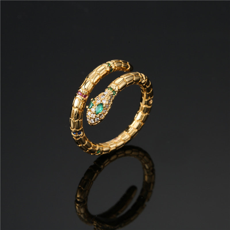 Ring Damen goldfarben mit Schlangen-Design, verspielt und elegant - 1 - Marlena-atelier