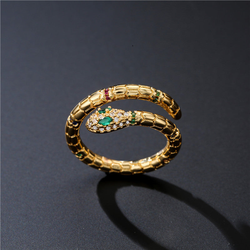 Ring Damen goldfarben mit Schlangen-Design, verspielt und elegant - 2 - Marlena-atelier
