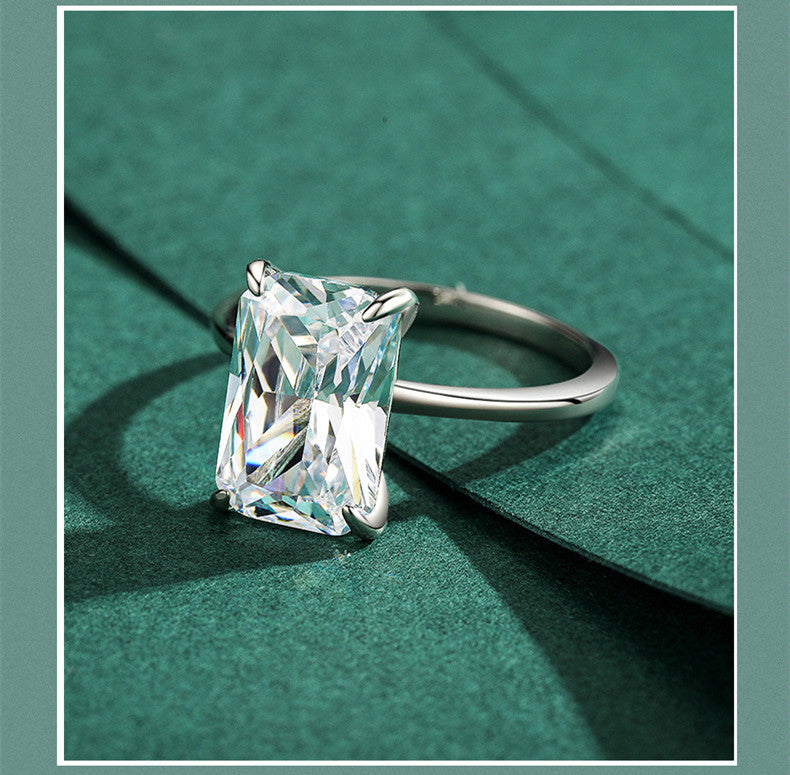 Ring Damen glänzend mit rechteckigem Stein, elegant und modern - 1 - Marlena-atelier