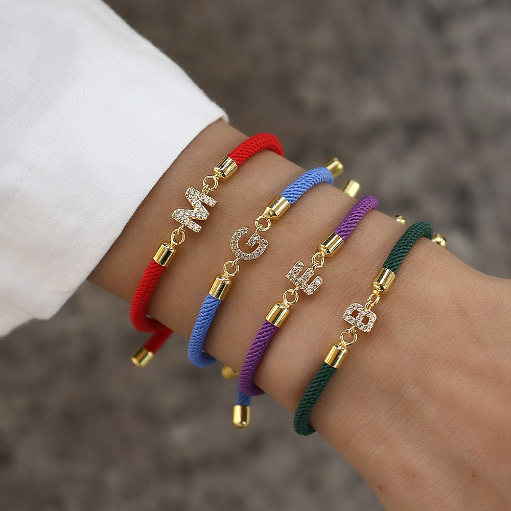 Armband Damen schwarz mit Buchstaben-Anhänger, modern und individuell - 11 - Marlena-atelier