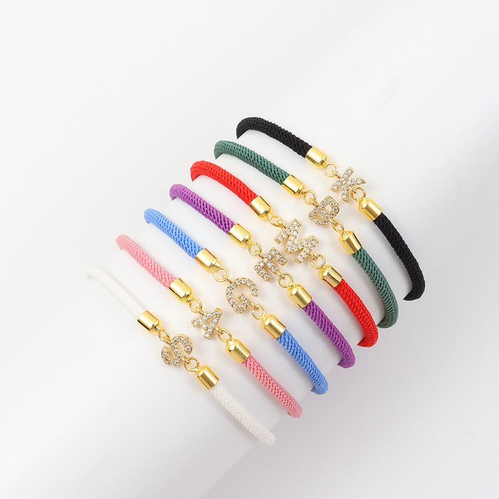 Armband Damen schwarz mit Buchstaben-Anhänger, modern und individuell - 6 - Marlena-atelier