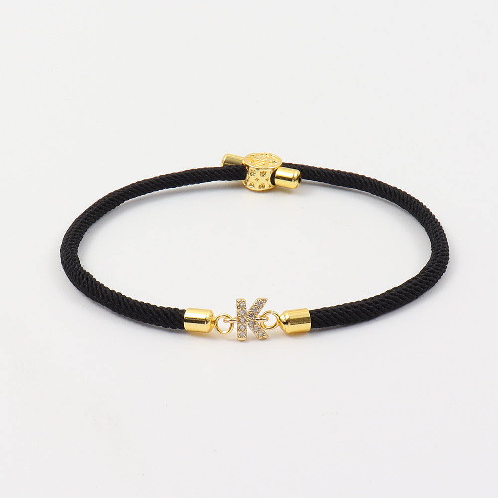 Armband Damen schwarz mit Buchstaben-Anhänger, modern und individuell - 2 - Marlena-atelier