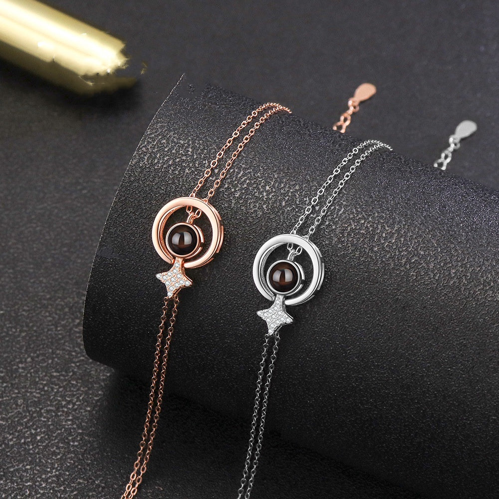 Armband Damen silberfarben mit Stern-Anhänger und Perle, elegant für besondere Anlässe - 1 - Marlena-atelier