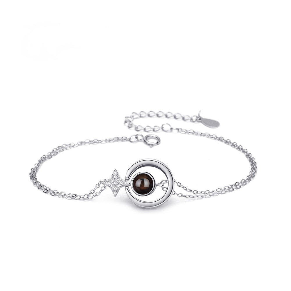 Armband Damen silberfarben mit Stern-Anhänger und Perle, elegant für besondere Anlässe - 4 - Marlena-atelier