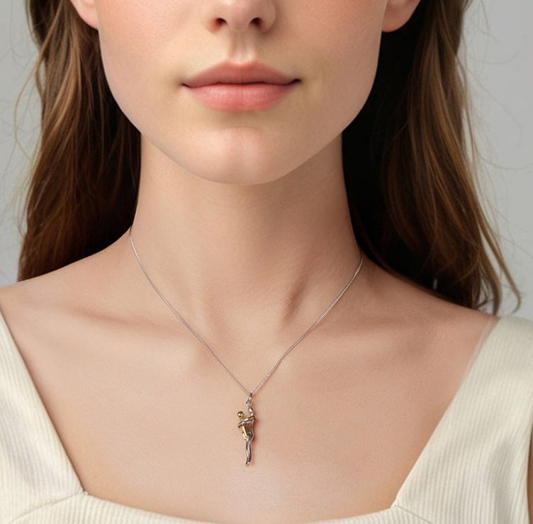 Halskette Damen mit Anhänger in Silber und Gold, modernes Design - 4 - Marlena-atelier