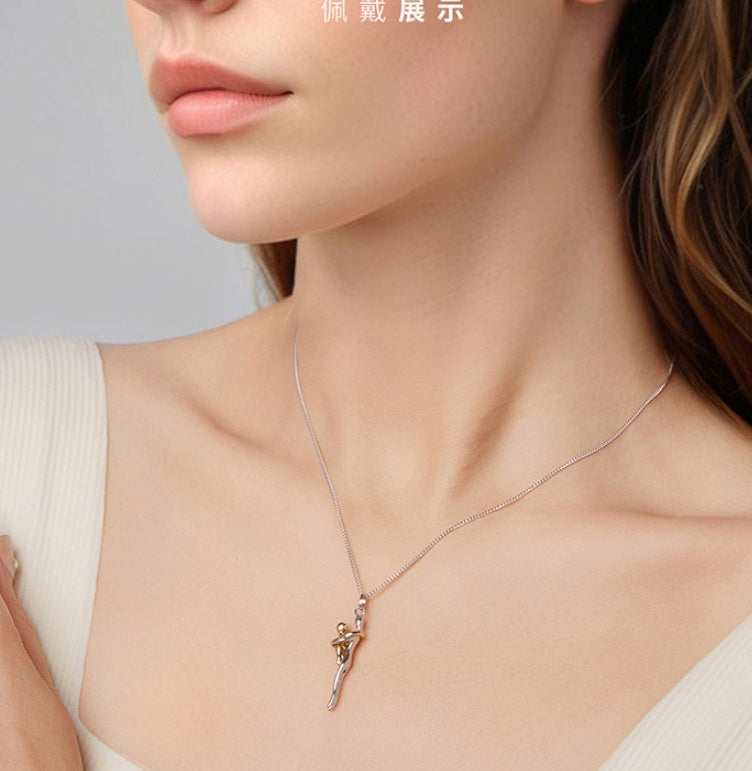 Halskette Damen mit Anhänger in Silber und Gold, modernes Design - 5 - Marlena-atelier
