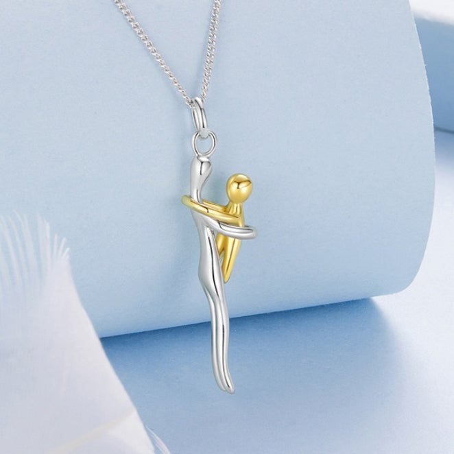 Halskette Damen mit Anhänger in Silber und Gold, modernes Design - 6 - Marlena-atelier