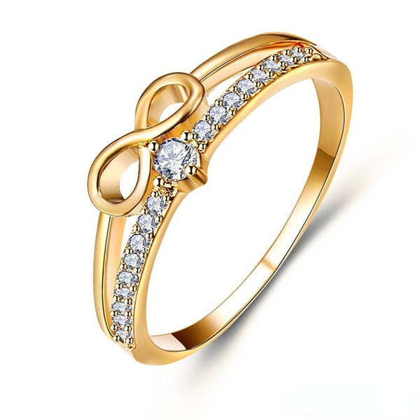 Ring Damen goldfarben mit Unendlichkeitssymbol und Glitzersteinen, elegant für besondere Anlässe - 3 - Marlena-atelier