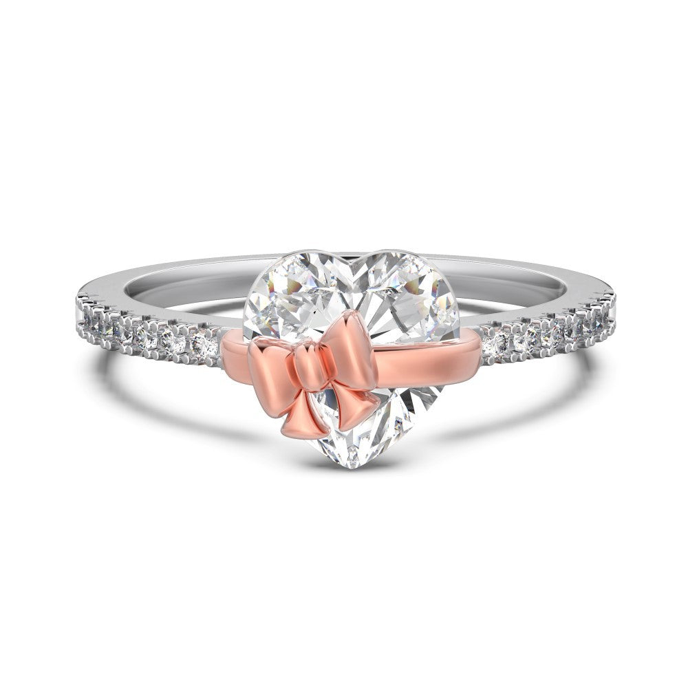 Ring Damen goldfarben mit Herz-Anhänger und Schleife, elegant für besondere Anlässe - 4 - Marlena-atelier