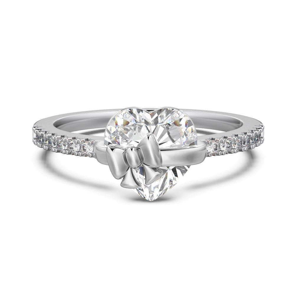 Ring Damen goldfarben mit Herz-Anhänger und Schleife, elegant für besondere Anlässe - 6 - Marlena-atelier