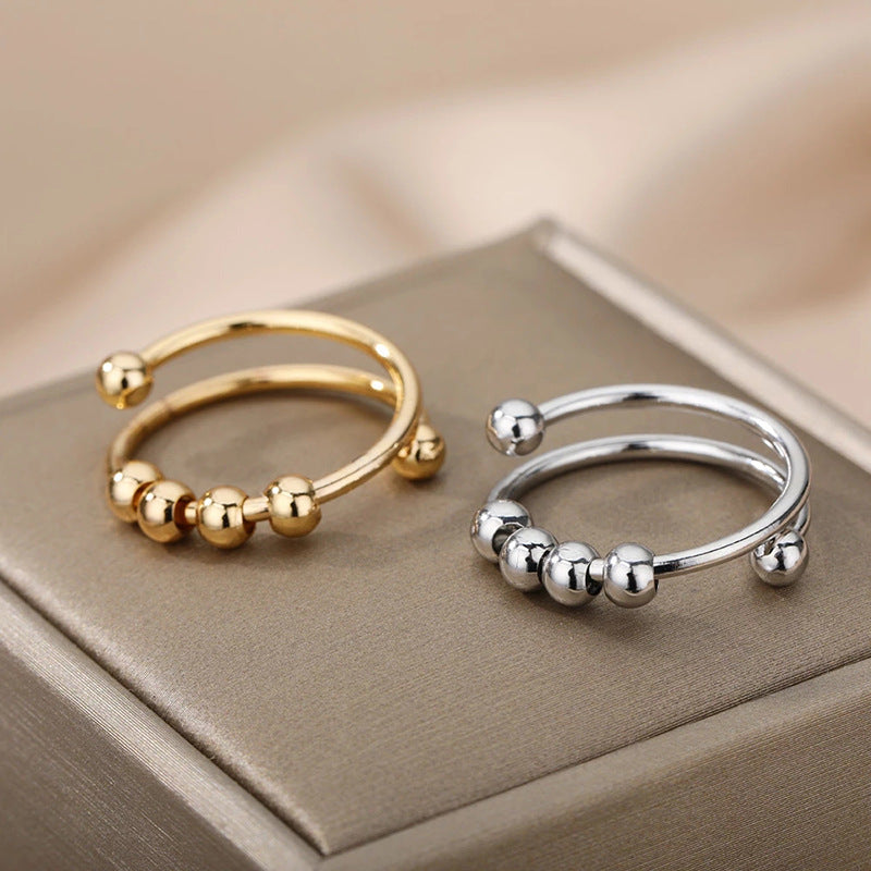 Ring Damen silber- und goldfarben mit Kugeln, modern und anpassbar - 1 - Marlena-atelier