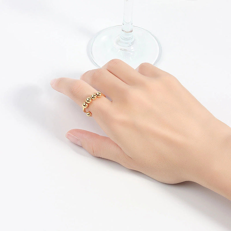 Ring Damen silber- und goldfarben mit Kugeln, modern und anpassbar - 6 - Marlena-atelier