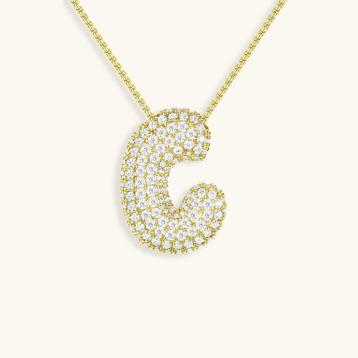 Halskette Damen goldfarben mit Initial-Anhänger, glamourös für besondere Anlässe - 9 - Marlena-atelier