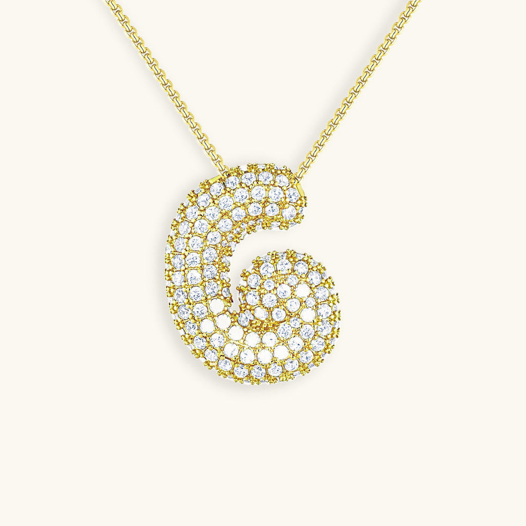 Halskette Damen goldfarben mit Initial-Anhänger, glamourös für besondere Anlässe - 13 - Marlena-atelier