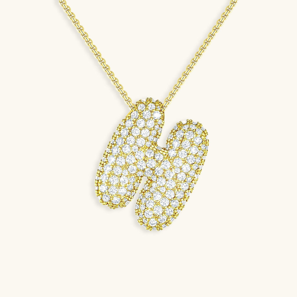 Halskette Damen goldfarben mit Initial-Anhänger, glamourös für besondere Anlässe - 14 - Marlena-atelier
