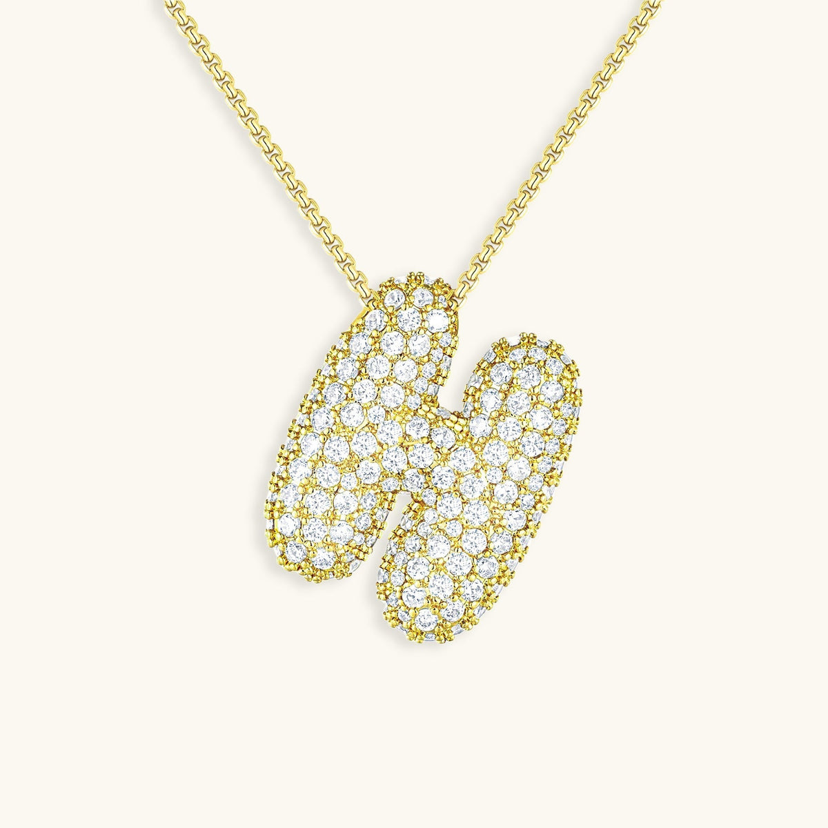 Halskette Damen goldfarben mit Initial-Anhänger, glamourös für besondere Anlässe - 14 - Marlena-atelier
