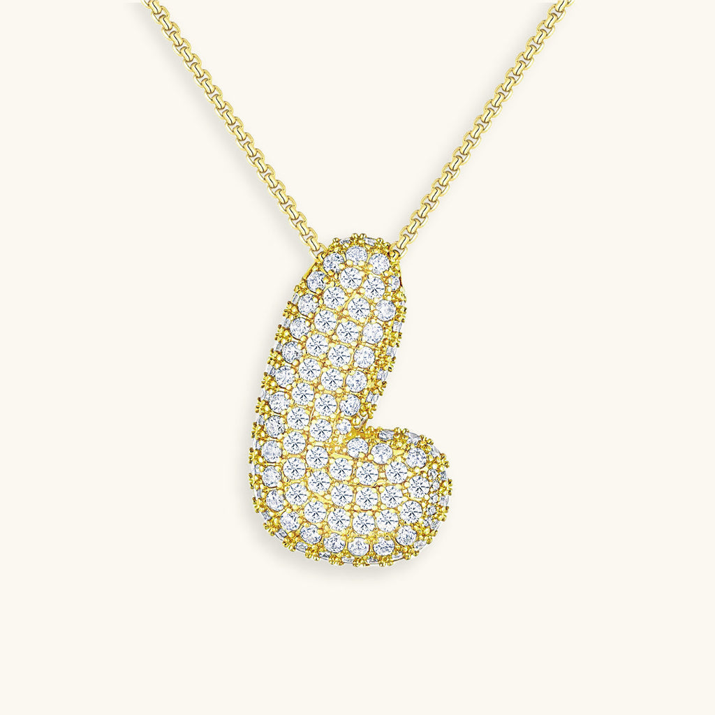 Halskette Damen goldfarben mit Initial-Anhänger, glamourös für besondere Anlässe - 18 - Marlena-atelier