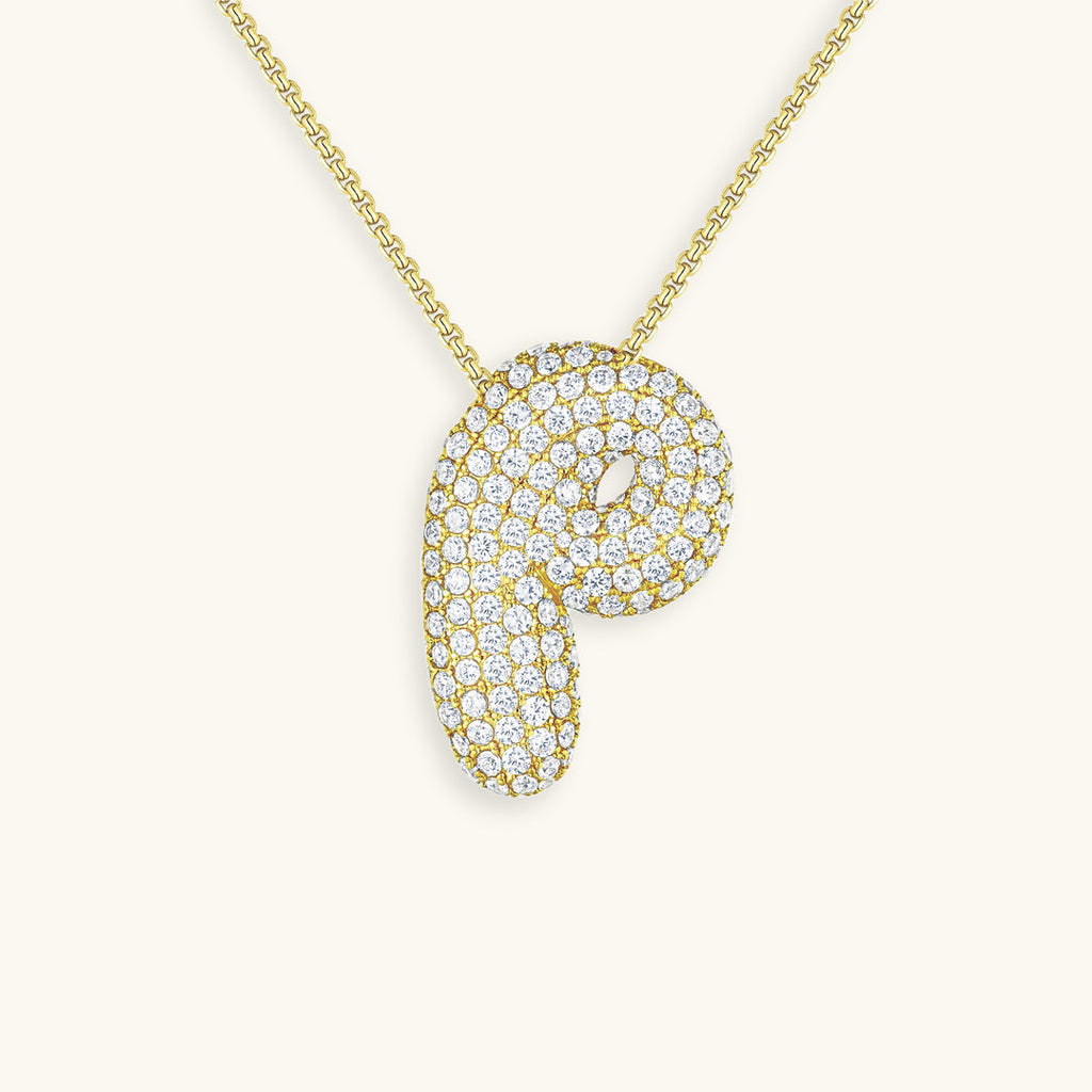Halskette Damen goldfarben mit Initial-Anhänger, glamourös für besondere Anlässe - 22 - Marlena-atelier