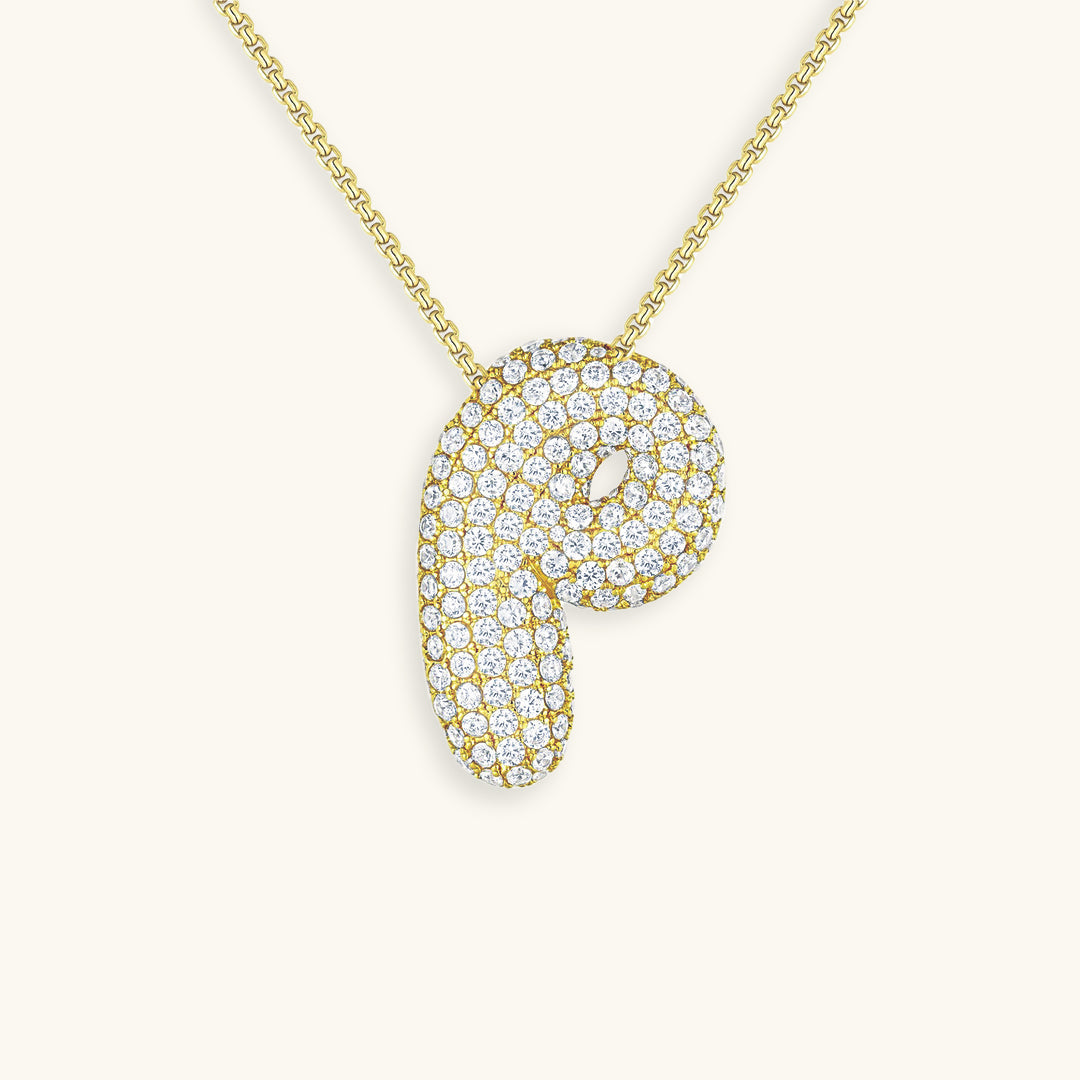 Halskette Damen goldfarben mit Initial-Anhänger, glamourös für besondere Anlässe - 22 - Marlena-atelier