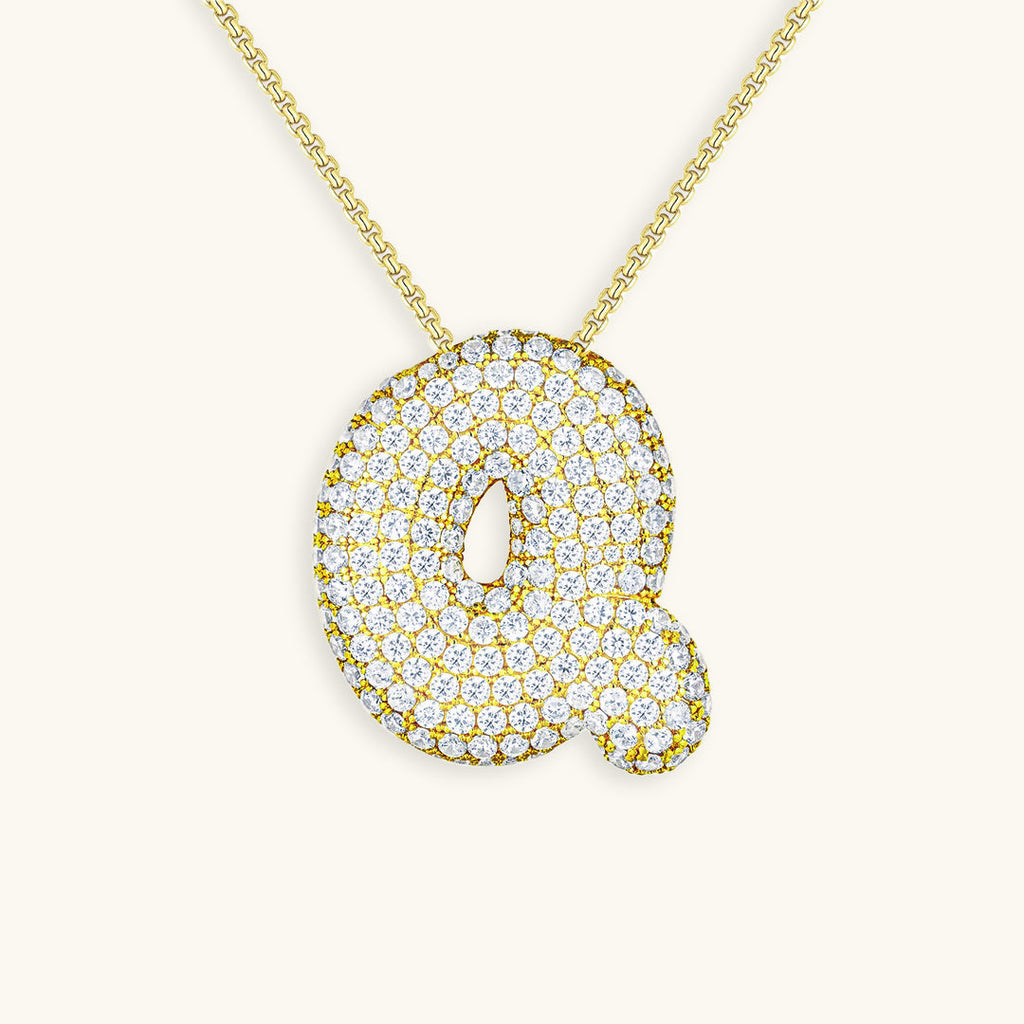 Halskette Damen goldfarben mit Initial-Anhänger, glamourös für besondere Anlässe - 23 - Marlena-atelier