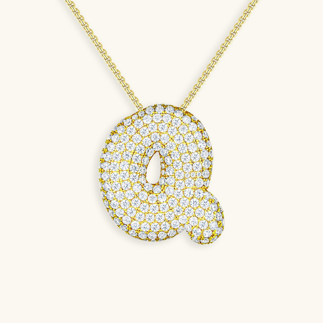 Halskette Damen goldfarben mit Initial-Anhänger, glamourös für besondere Anlässe - 23 - Marlena-atelier