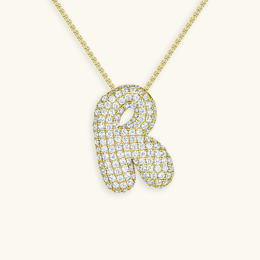 Halskette Damen goldfarben mit Initial-Anhänger, glamourös für besondere Anlässe - 24 - Marlena-atelier