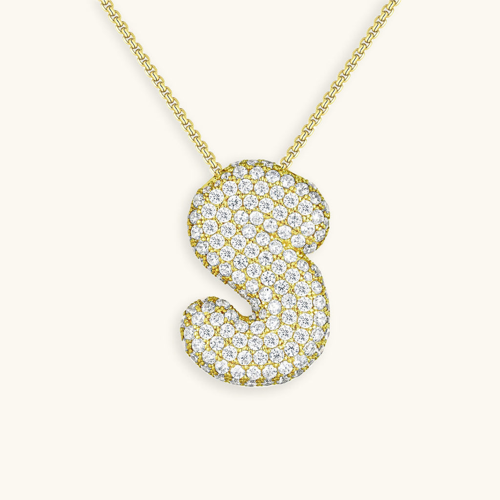 Halskette Damen goldfarben mit Initial-Anhänger, glamourös für besondere Anlässe - 25 - Marlena-atelier