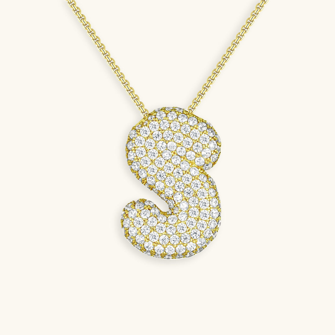 Halskette Damen goldfarben mit Initial-Anhänger, glamourös für besondere Anlässe - 25 - Marlena-atelier