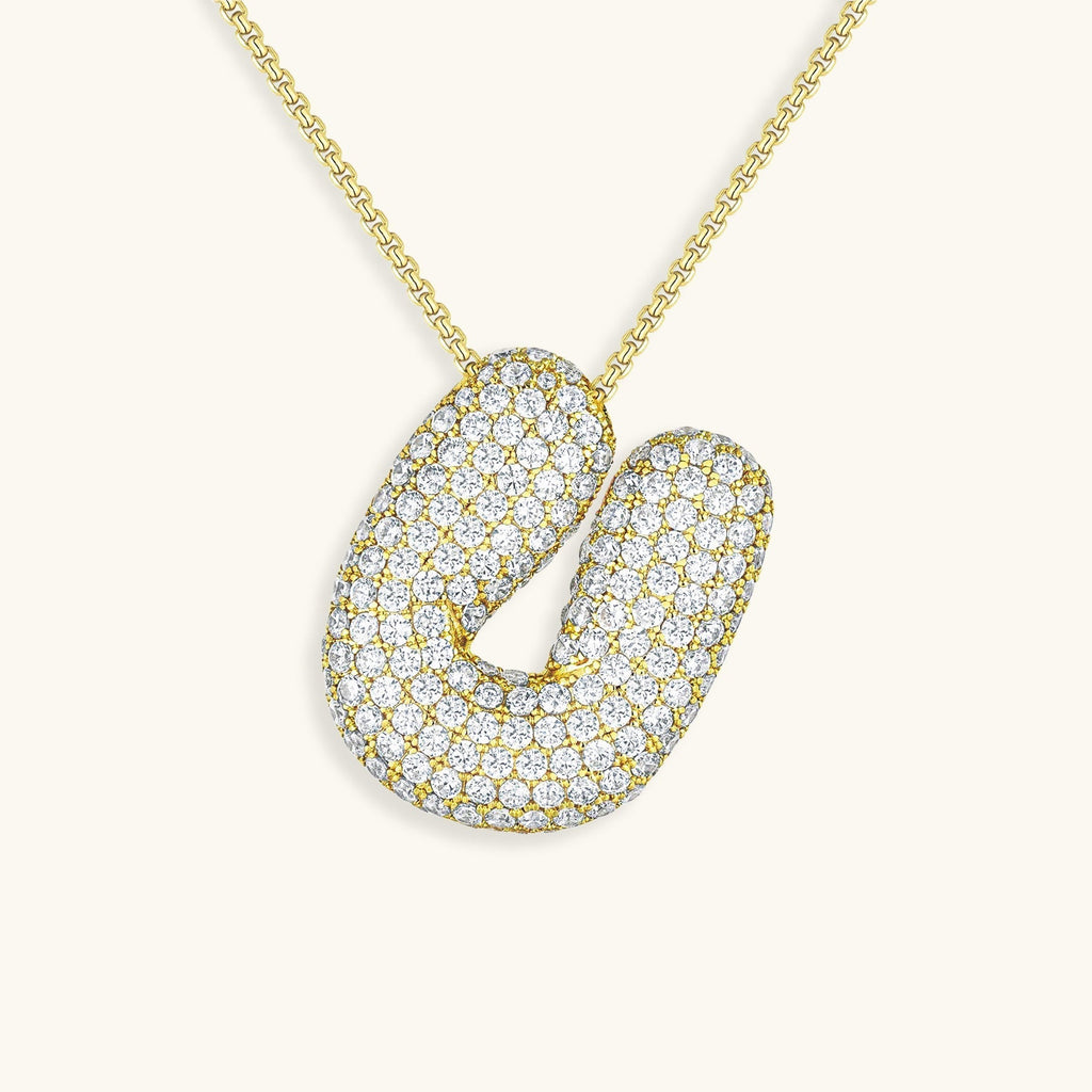 Halskette Damen goldfarben mit Initial-Anhänger, glamourös für besondere Anlässe - 27 - Marlena-atelier