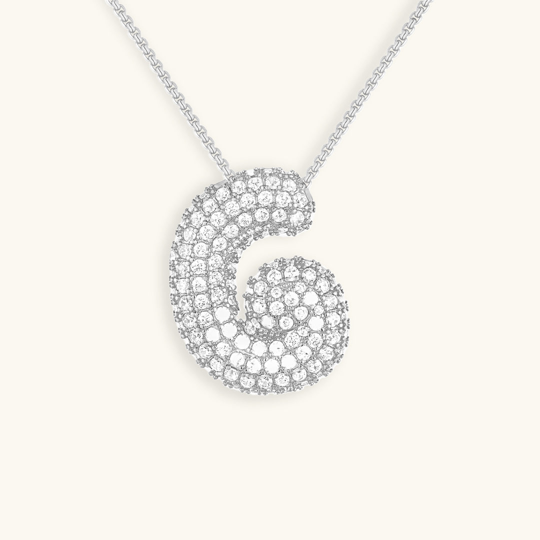Halskette Damen goldfarben mit Initial-Anhänger, glamourös für besondere Anlässe - 42 - Marlena-atelier