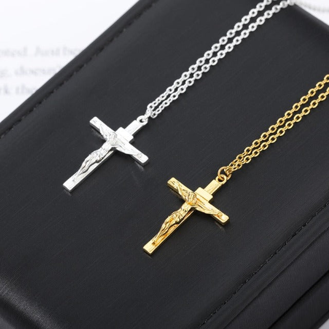 Halskette Damen goldfarben mit Kreuz-Anhänger, modern und symbolisch - 2 - Marlena-atelier