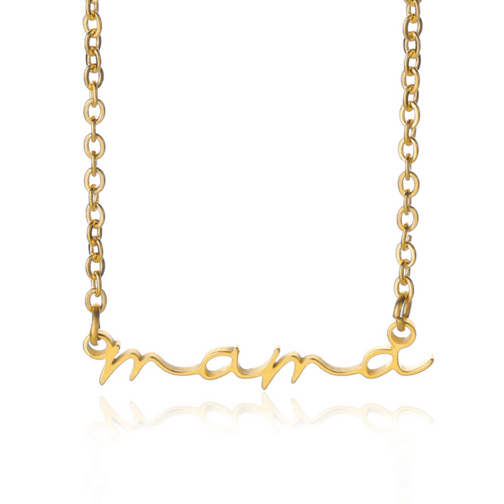Halskette Damen goldfarben mit 'Mama'-Anhänger, elegant für besondere Anlässe - 5 - Marlena-atelier
