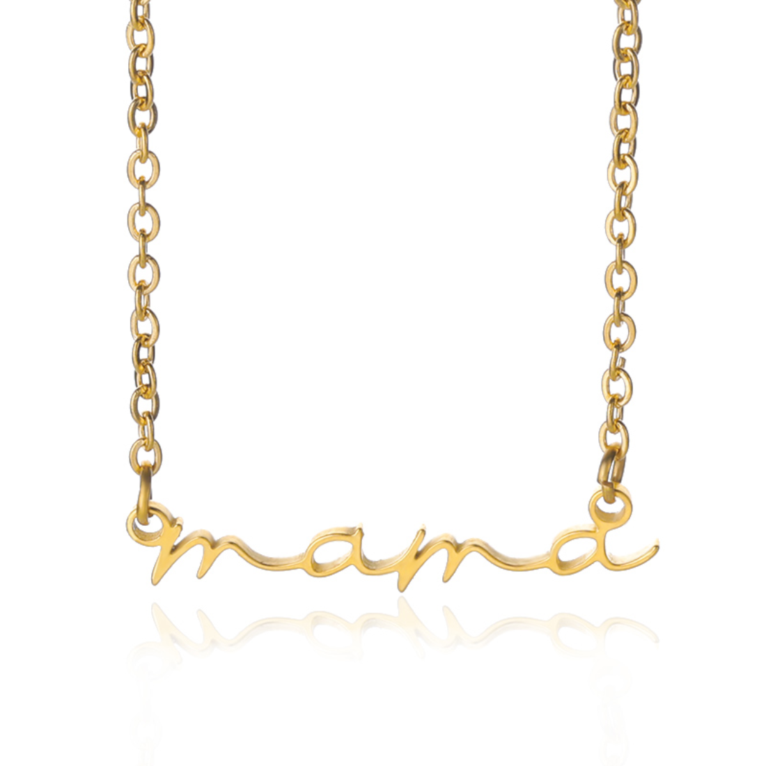 Halskette Damen goldfarben mit 'Mama'-Anhänger, elegant für besondere Anlässe - 5 - Marlena-atelier