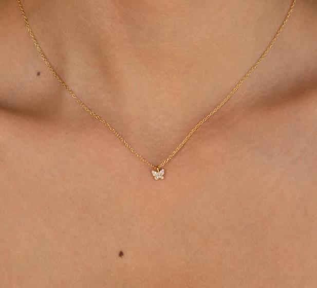 Halskette Damen mit Schmetterling-Anhänger, filigran und elegant - 4 - Marlena-atelier