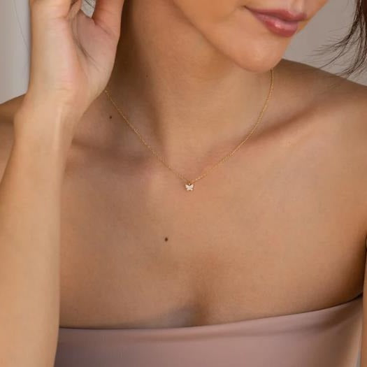 Halskette Damen mit Schmetterling-Anhänger, filigran und elegant - 6 - Marlena-atelier