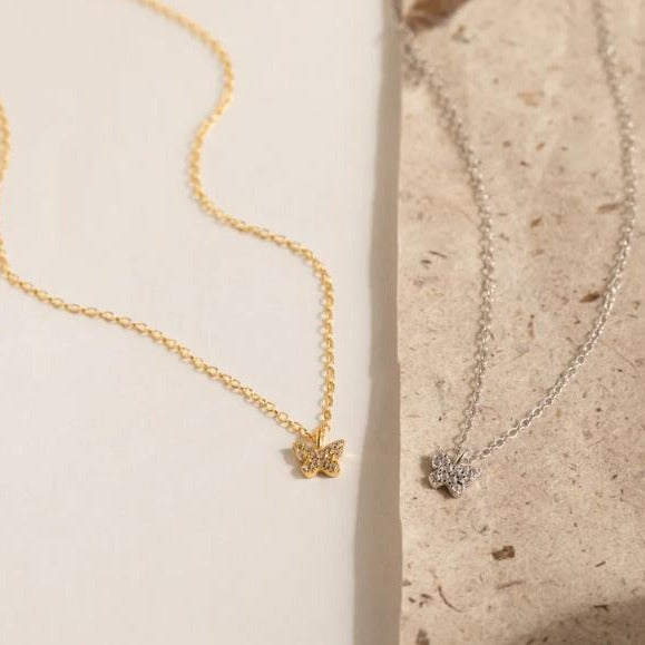 Halskette Damen mit Schmetterling-Anhänger, filigran und elegant - 7 - Marlena-atelier