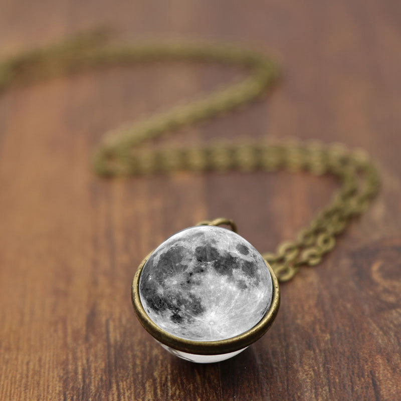 Halskette Damen mit Mond-Anhänger, silberfarben im eleganten Design - 3 - Marlena-atelier