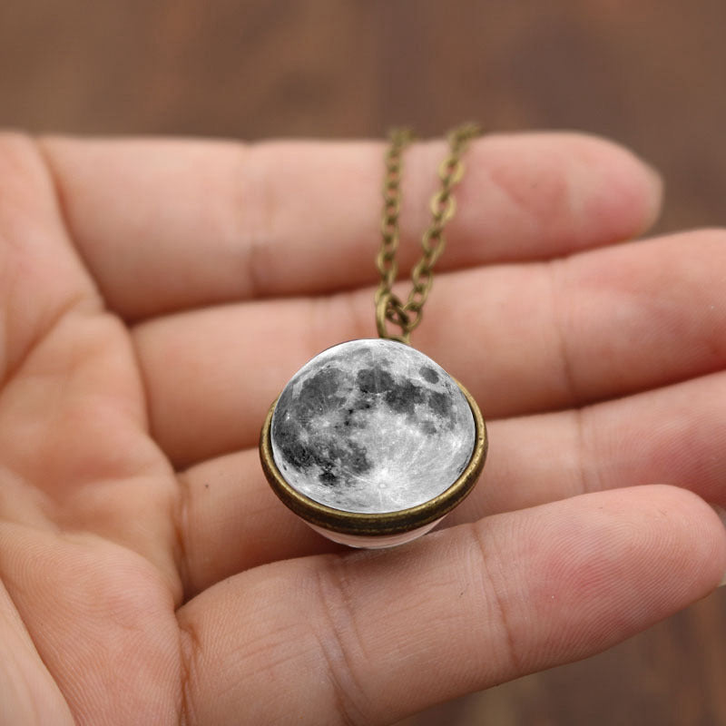 Halskette Damen mit Mond-Anhänger, silberfarben im eleganten Design - 4 - Marlena-atelier
