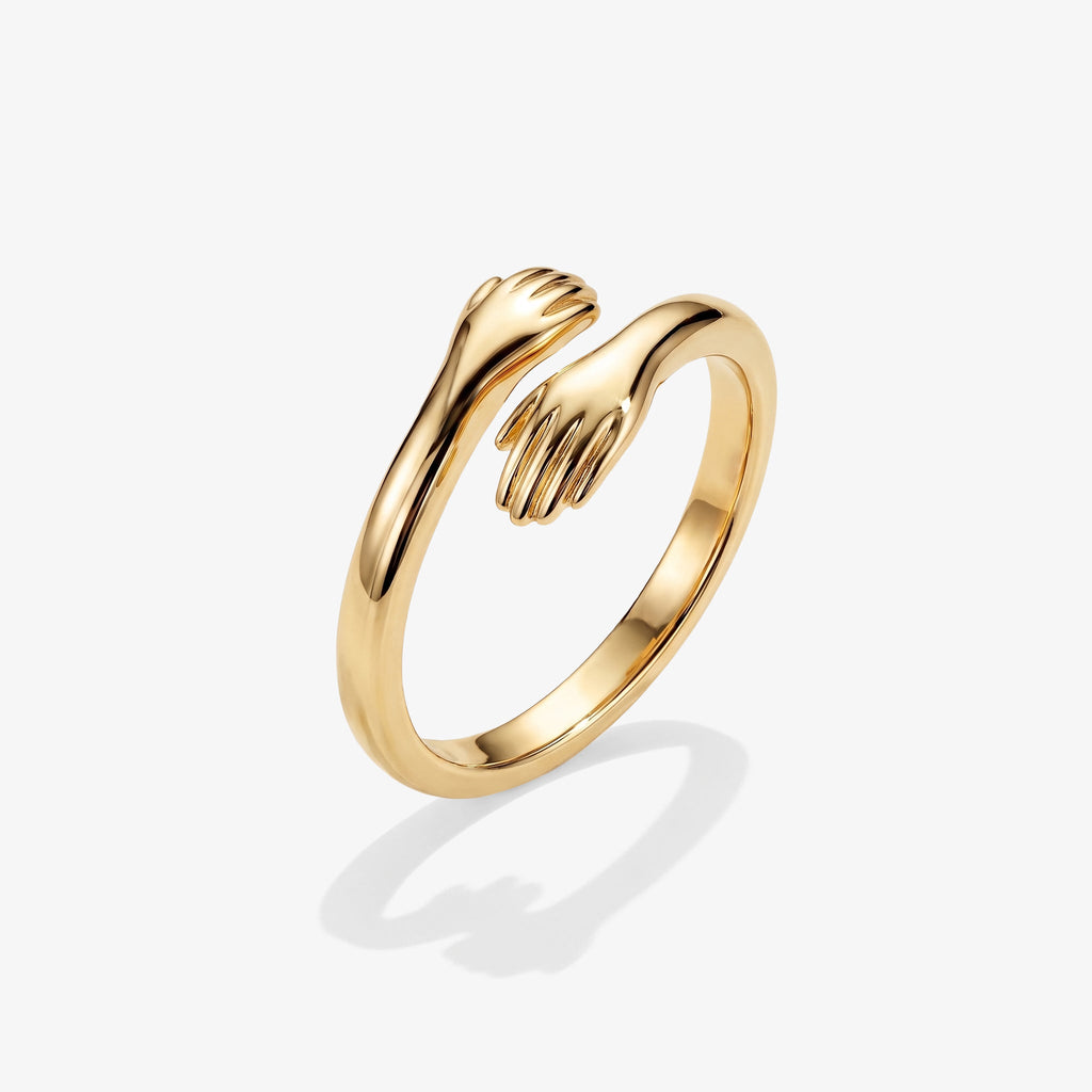 Ring Damen goldfarben mit verspieltem Hand-Design, modern und elegant - 4 - Marlena-atelier