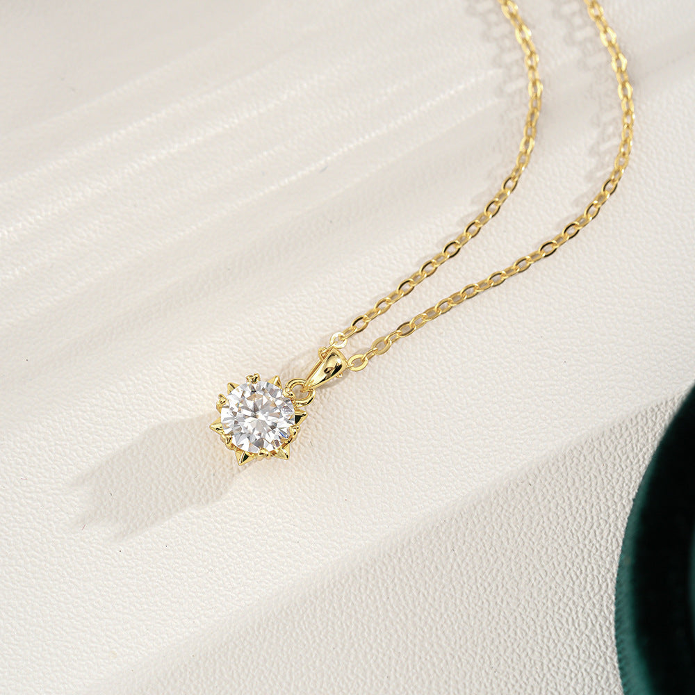 Halskette Damen goldfarben mit funkelndem Anhänger, elegant und modern - 2 - Marlena-atelier