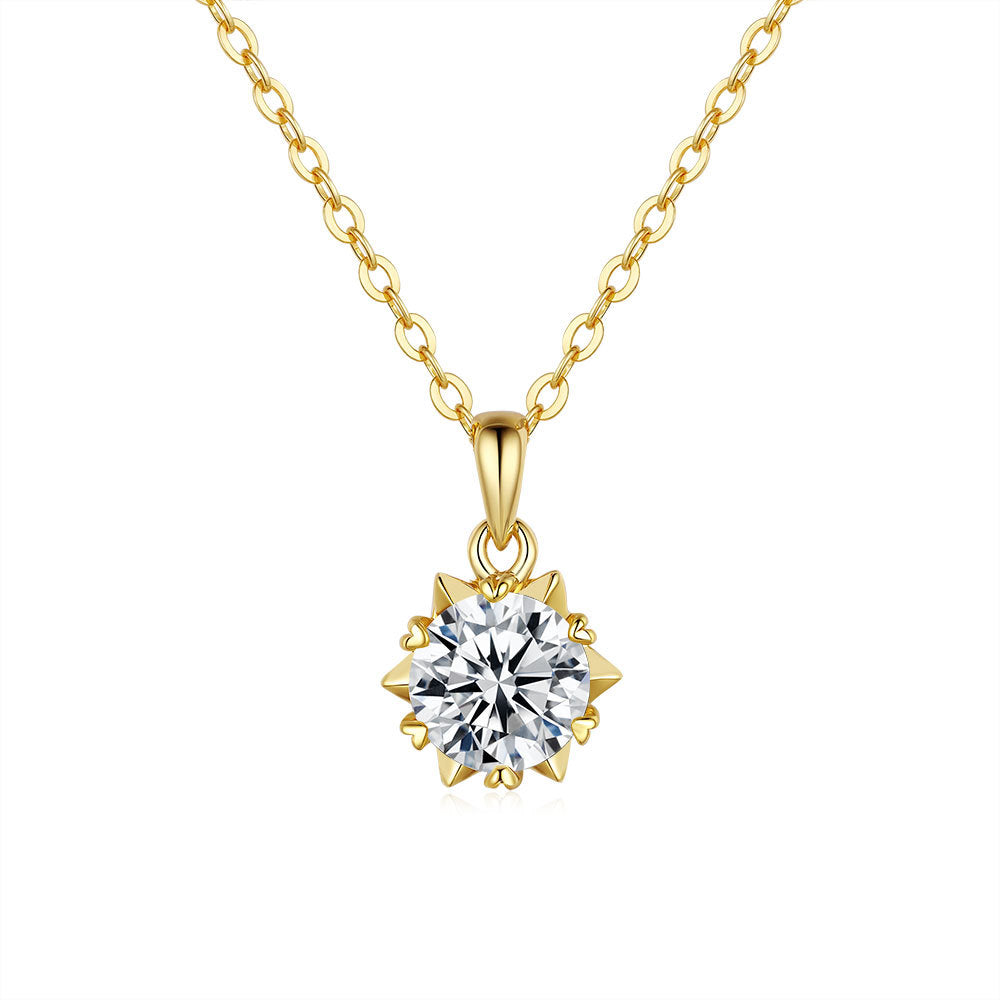Halskette Damen goldfarben mit funkelndem Anhänger, elegant und modern - 4 - Marlena-atelier