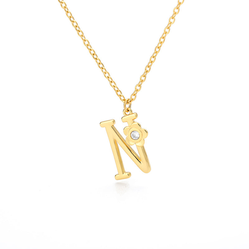 Halskette Damen goldfarben mit Blumen-Anhänger, verspielt und elegant - 28 - Marlena-atelier