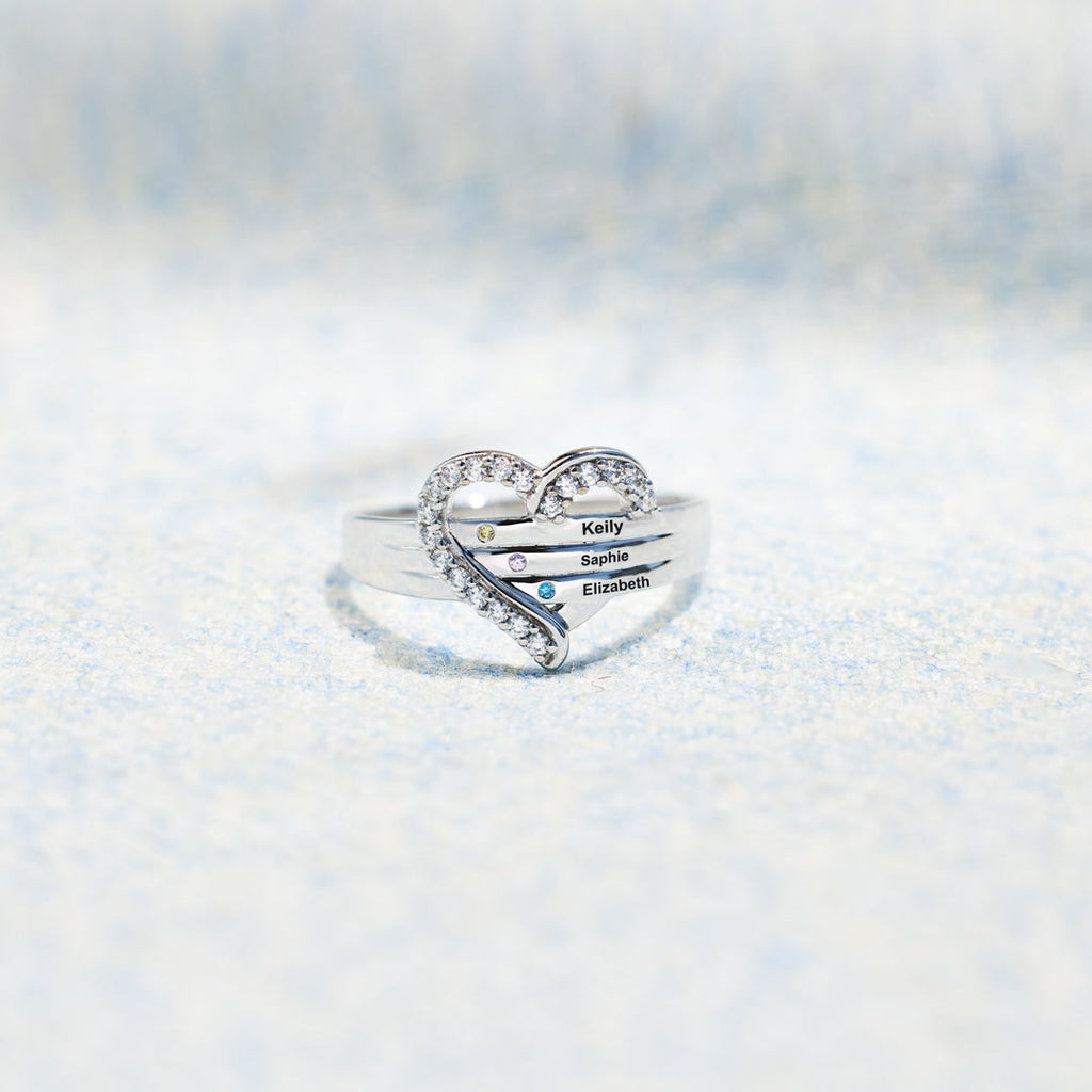 Herzring Damen mit personalisierbaren Namen, glänzend und elegant - 5 - Marlena-atelier
