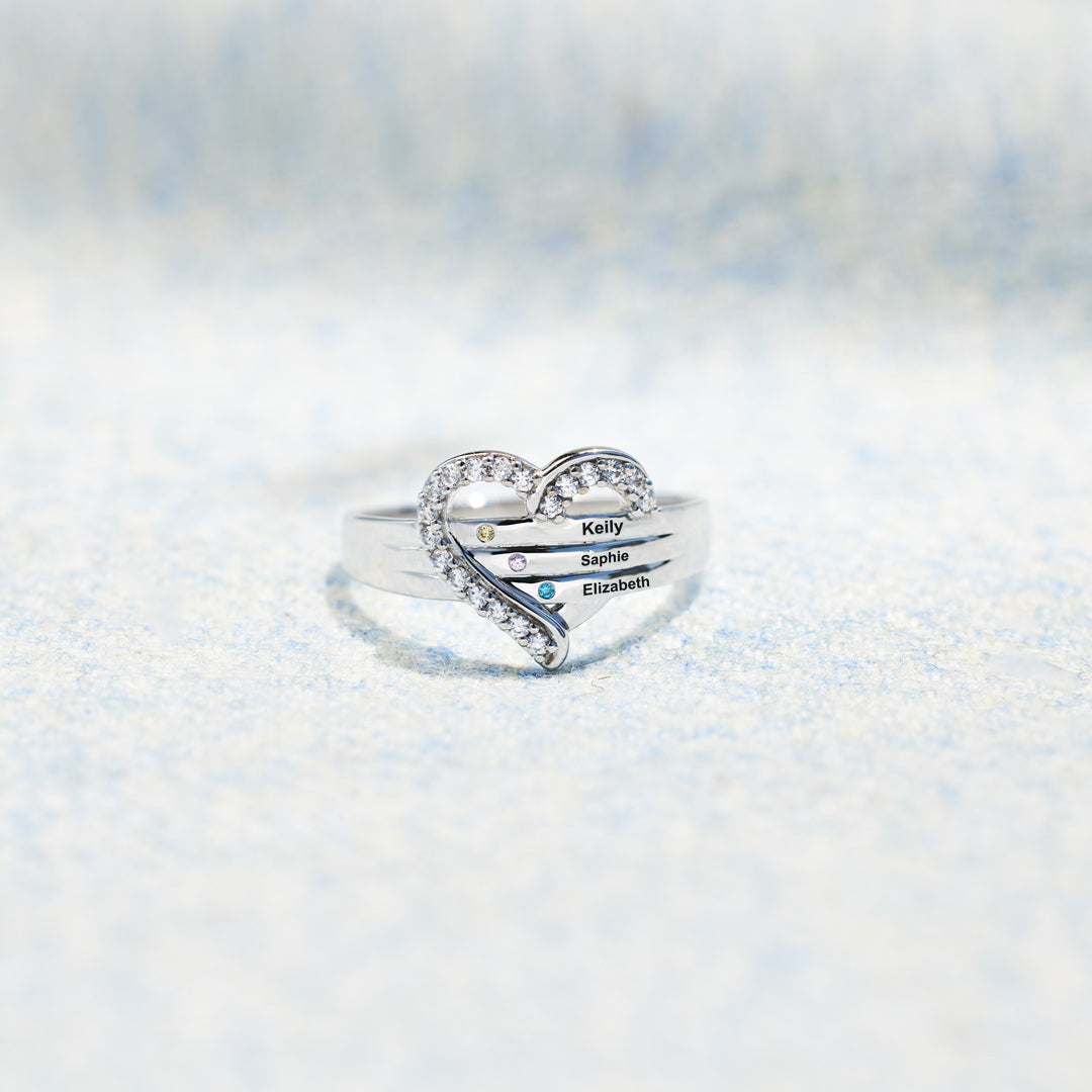Herzring Damen mit personalisierbaren Namen, glänzend und elegant - 5 - Marlena-atelier