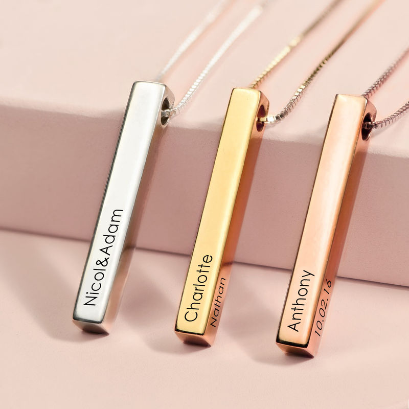 Halskette Damen goldfarben mit personalisiertem Stab-Anhänger, elegant und modern - 2 - Marlena-atelier
