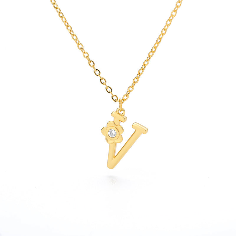 Halskette Damen goldfarben mit Blumen-Anhänger, verspielt und elegant - 23 - Marlena-atelier