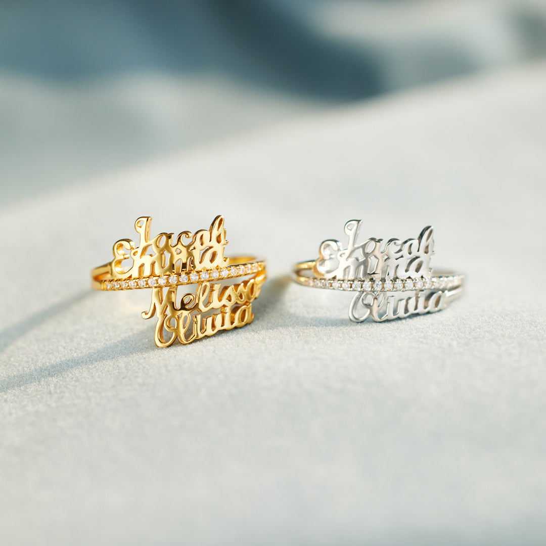 Ring Damen silberfarben mit personalisierten Namen, elegant und modern - 6 - Marlena-atelier